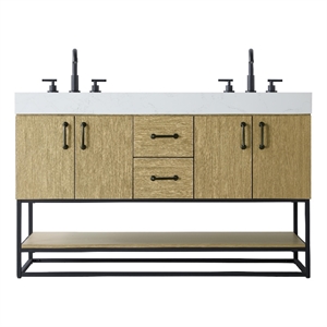 Elegant Kitchen And Bath 54&quot Double Bathroom Vanity In Honey Brown