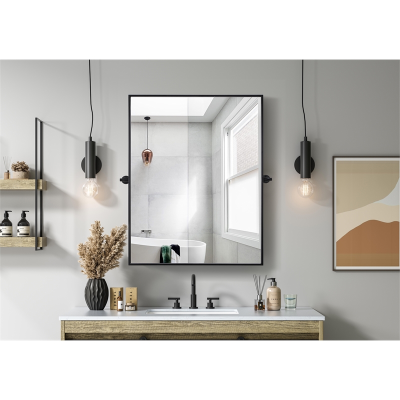 Elegant Kitchen And Bath Amoura 40X30 Pivot Mirror in Black