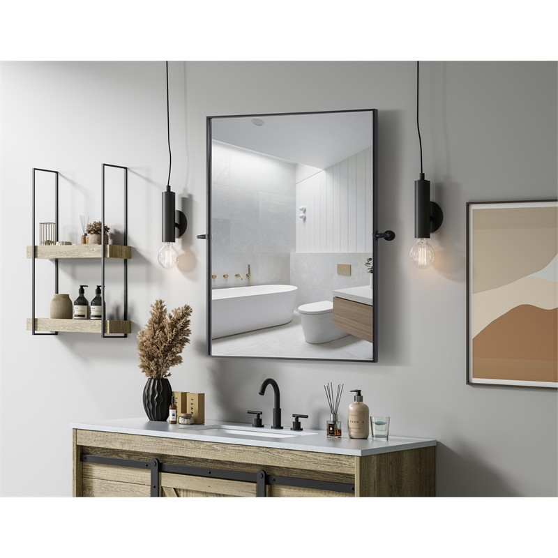 Elegant Kitchen And Bath Amoura 40X30 Pivot Mirror in Black
