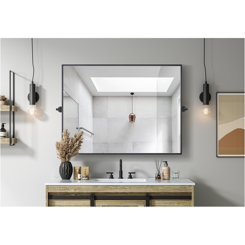 Elegant Kitchen And Bath Amoura 40X30 Pivot Mirror in Black