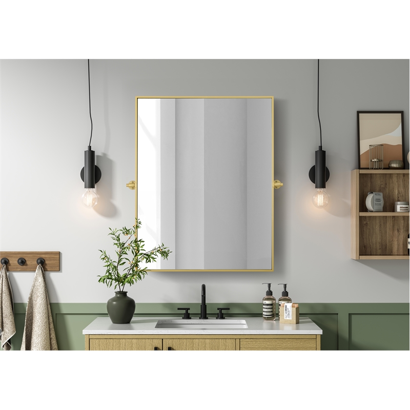Elegant Kitchen And Bath Amoura 40X30 Pivot Mirror in Brass