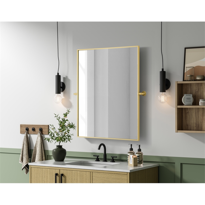 Elegant Kitchen And Bath Amoura 40X30 Pivot Mirror in Brass