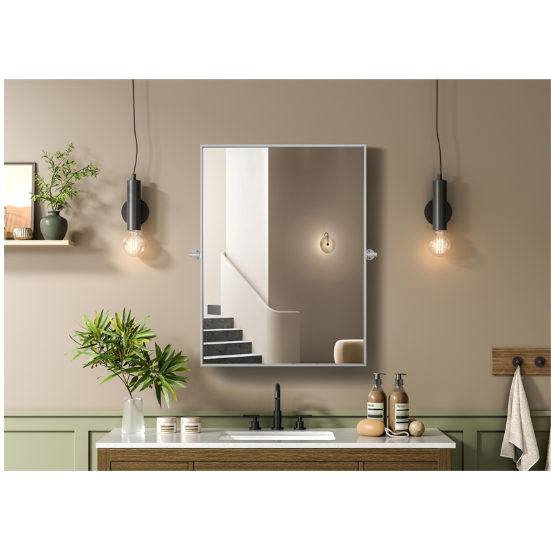 Elegant Kitchen And Bath Amoura 40X30 Pivot Mirror in Silver