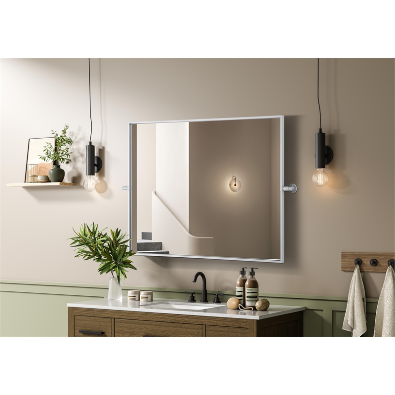 Elegant Kitchen And Bath Amoura 40X30 Pivot Mirror in Silver