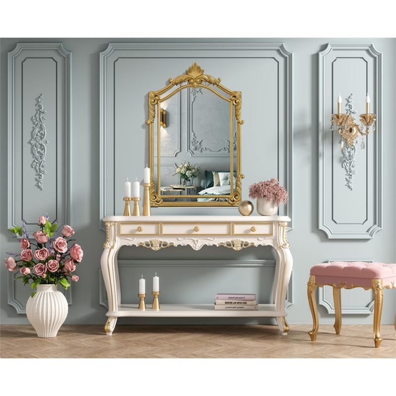 Elegant Kitchen And Bath Madeline 28.5X42 Traditional Mirror in Gold Leaf