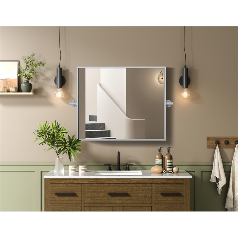 Elegant Kitchen And Bath Amoura 20X24 Pivot Mirror in Silver