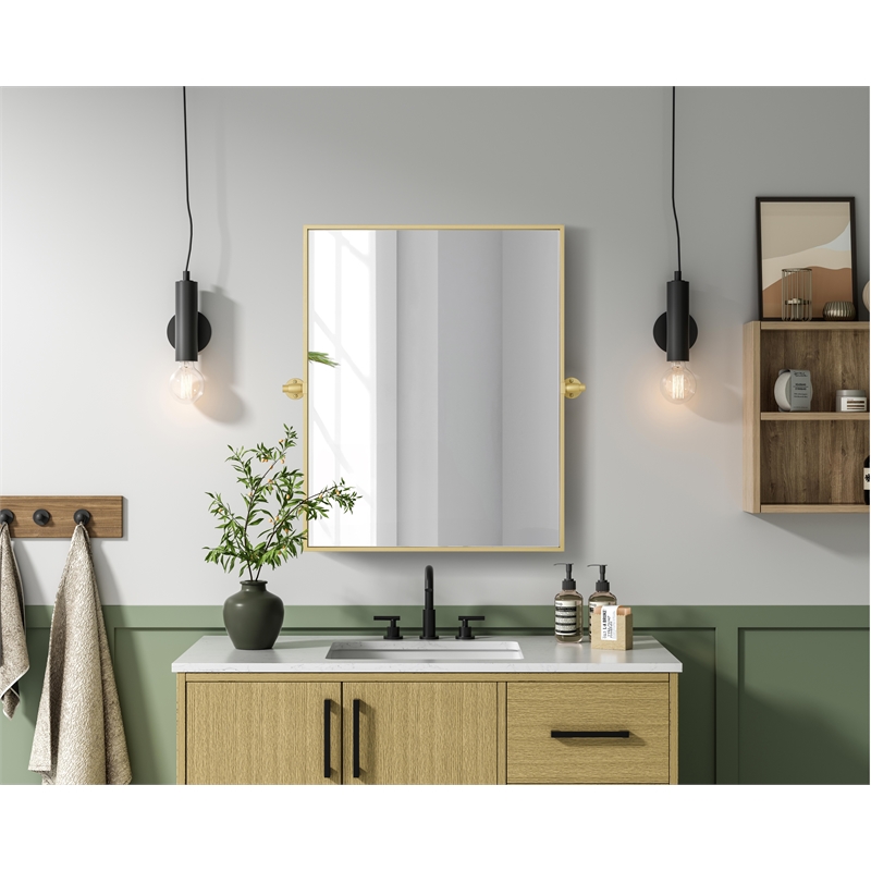 Elegant Kitchen And Bath Amoura 24X30 Pivot Mirror in Brass