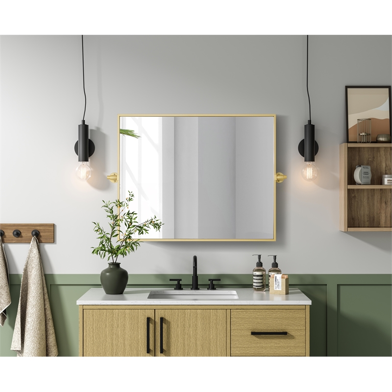 Elegant Kitchen And Bath Amoura 24X30 Pivot Mirror in Brass