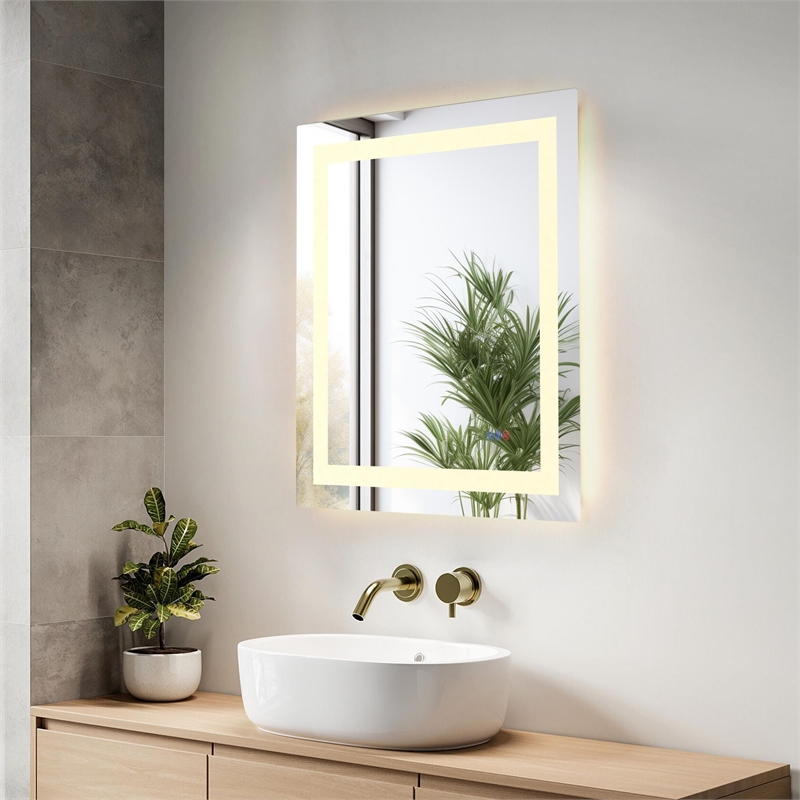 Elegant Kitchen And Bath Riven 30X27 Led Mirror in Silver