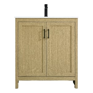 Elegant Kitchen And Bath Finnley 30&quot Single Bathroom Vanity in Honey Brown