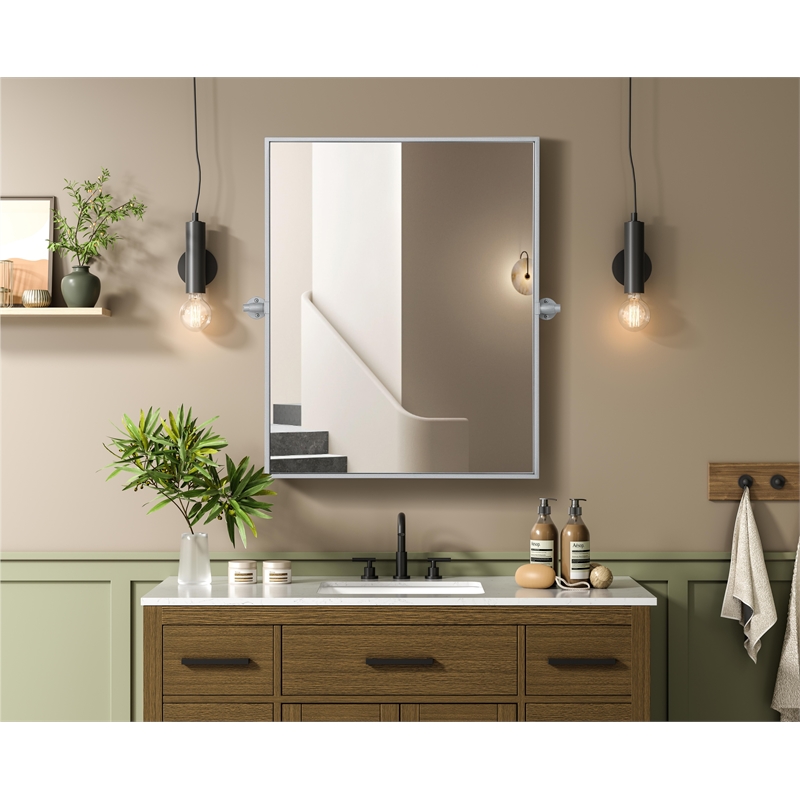 Elegant Kitchen And Bath Amoura 24X30 Pivot Mirror in Silver