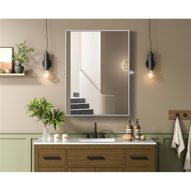 Elegant Kitchen And Bath Amoura 27X36 Pivot Mirror in Silver