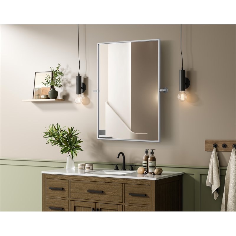 Elegant Kitchen And Bath Amoura 27X36 Pivot Mirror in Silver