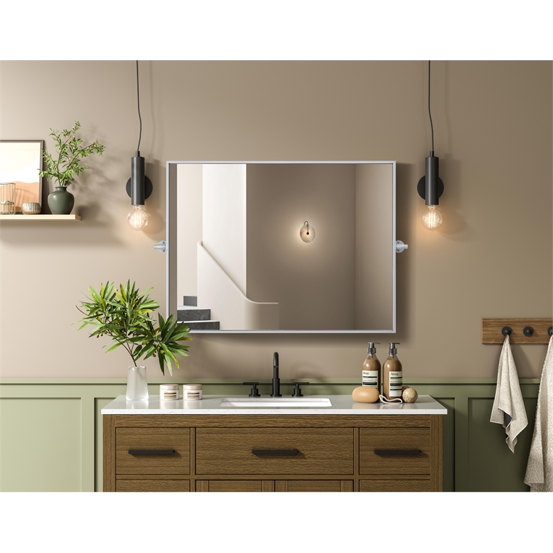 Elegant Kitchen And Bath Amoura 27X36 Pivot Mirror in Silver