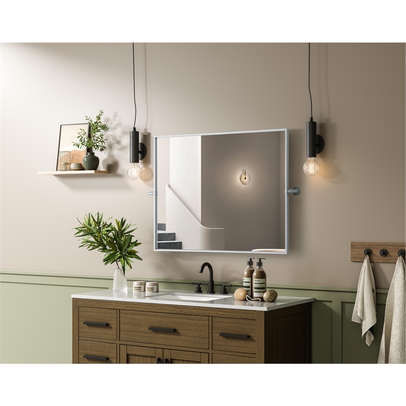 Elegant Kitchen And Bath Amoura 27X36 Pivot Mirror in Silver