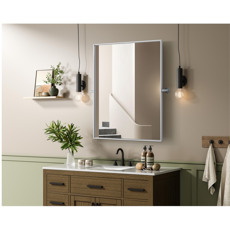Elegant Kitchen And Bath Amoura 30X36 Pivot Mirror in Silver