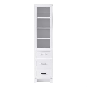 Elegant Kitchen and Bath 16&quot Bath Storage Glass Cabinet in White