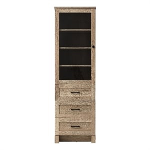 Elegant Kitchen and Bath 20&quot Bath Storage Glass Cabinet in Natural Oak