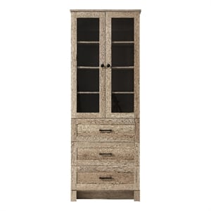 Elegant Kitchen and Bath 24&quot Bath Storage Glass Cabinet in Natural Oak