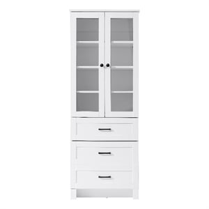 Elegant Kitchen and Bath 24&quot Bath Storage Glass Cabinet in White