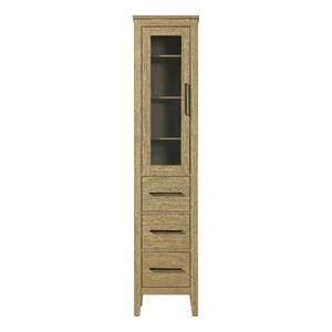 Elegant Kitchen and Bath 16&quot Bath Storage Glass Cabinet in Honey Brown