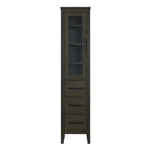 Elegant Kitchen and Bath 16&quot Bath Storage Glass Cabinet in Mocha Brown