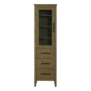 Elegant Kitchen and Bath 20&quot Bath Storage Glass Cabinet in Chestnut Brown