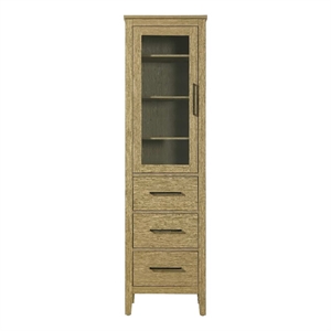 Elegant Kitchen and Bath 20&quot Bath Storage Glass Cabinet in Honey Brown