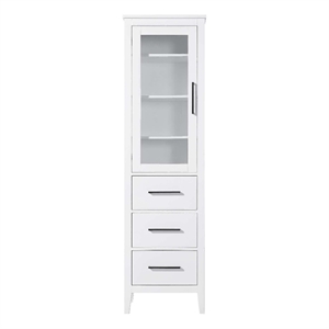 Elegant Kitchen and Bath 20&quot Bath Storage Glass Cabinet in White