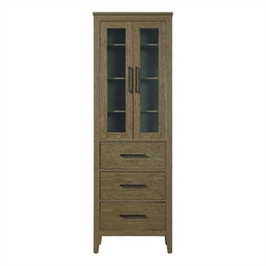 Elegant Kitchen and Bath 24&quot Bath Storage Glass Cabinet in Chestnut Brown