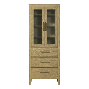 Elegant Kitchen and Bath 28&quot Bath Storage Glass Cabinet in Honey Brown