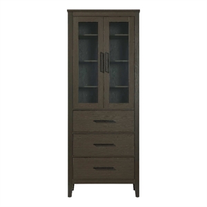 Elegant Kitchen and Bath 28&quot Bath Storage Glass Cabinet in Mocha Brown