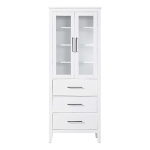 Elegant Kitchen and Bath 28&quot Bath Storage Glass Cabinet in White