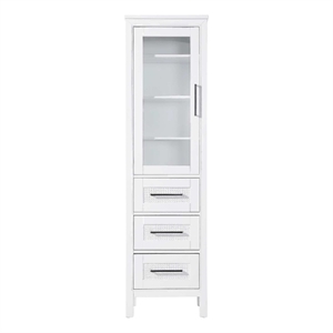 Elegant Kitchen and Bath 20&quot Bath Storage Glass Cabinet in White