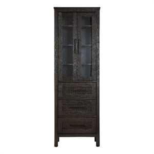 Elegant Kitchen and Bath 24&quot Bath Storage Glass Cabinet in Chocolate Oak
