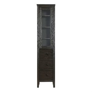 Elegant Kitchen and Bath 16&quot Bath Storage Glass Cabinet in Chocolate Oak
