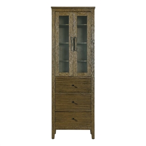 Elegant Kitchen and Bath 24&quot Bath Storage Glass Cabinet in Hazel Oak