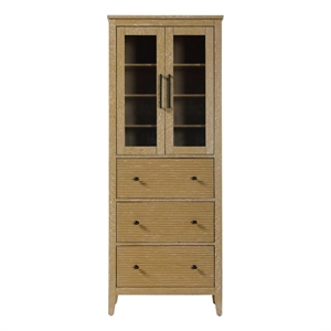 Elegant Kitchen and Bath 28&quot Bath Storage Glass Cabinet in Linen Oak