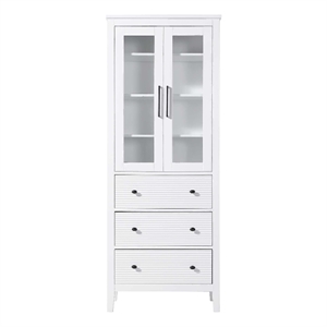 Elegant Kitchen and Bath 28&quot Bath Storage Glass Cabinet in White