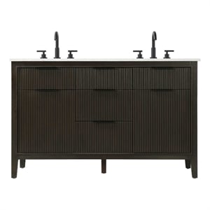 Elegant Kitchen and Bath 54&quot Double Bathroom Vanity in Chocolate Oak