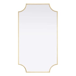 Elegant Kitchen and Bath Notched Metal Mirror 24X42&quot in Brass