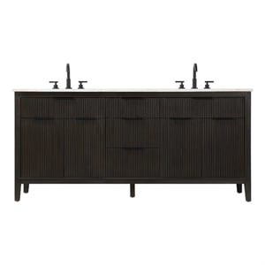 Elegant Kitchen and Bath 72&quot Double Bathroom Vanity in Chocolate Oak