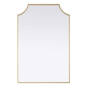 Elegant Kitchen and Bath Notched Metal Mirror 24X36&quot in Brass