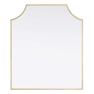 Elegant Kitchen and Bath Notched Metal Mirror 27X32&quot in Brass