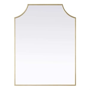 Elegant Kitchen and Bath Notched Metal Mirror 27X36&quot in Brass