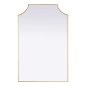 Elegant Kitchen and Bath Notched Metal Mirror 27X42&quot in Brass