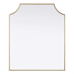 Elegant Kitchen and Bath Notched Metal Mirror 30X36&quot in Brass