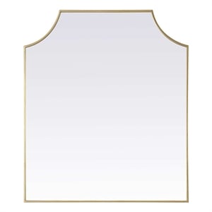 Elegant Kitchen and Bath Notched Metal Mirror 36X42&quot in Brass
