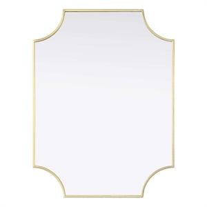 Elegant Kitchen and Bath Notched Metal Mirror 27X36&quot in Brass