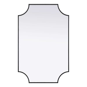 Elegant Kitchen and Bath Notched Metal Mirror 27X42&quot in Black